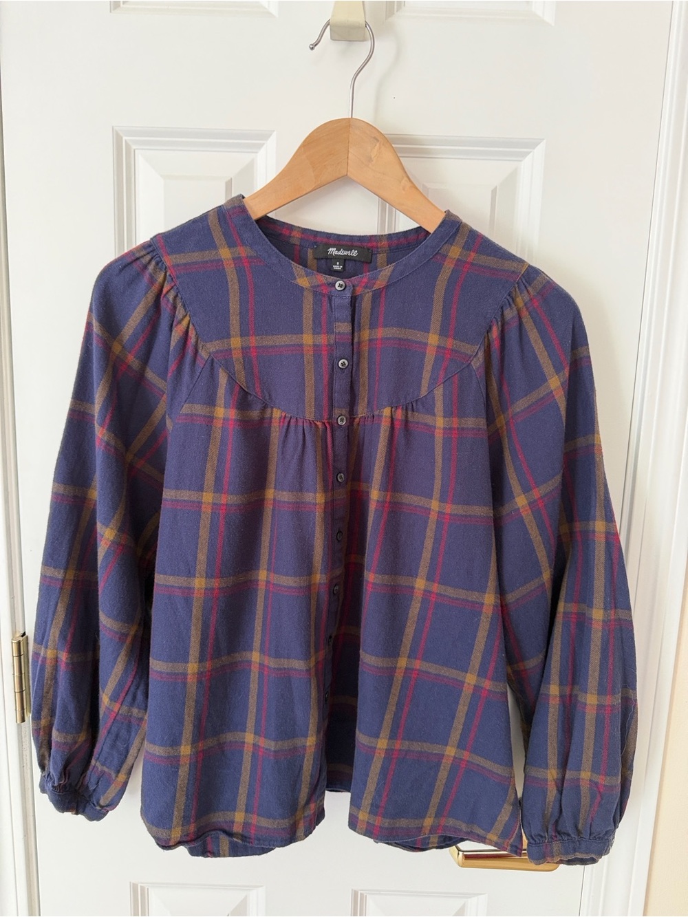 Madewell Plaid Flannel Top Size Small